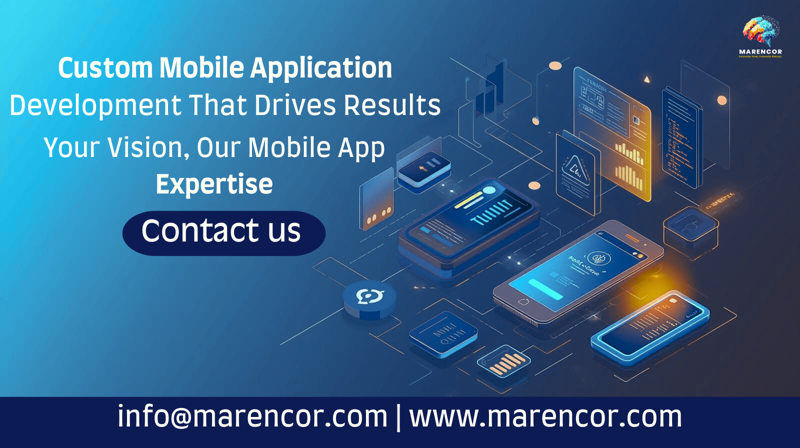 Custom mobile app development showing tailored screens for different industries